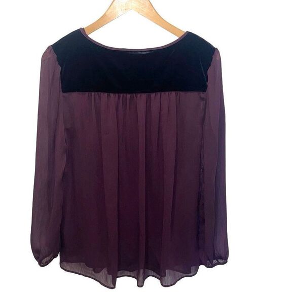 SUSAN GRAVER ARTISAN EMBELLISHED Blouse Plum & Black Long Sleeve EUC Velour Size - Picture 3 of 8